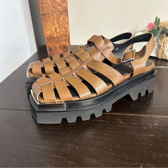 Peter Do Leather Platform Fisherman Sandals Size 40